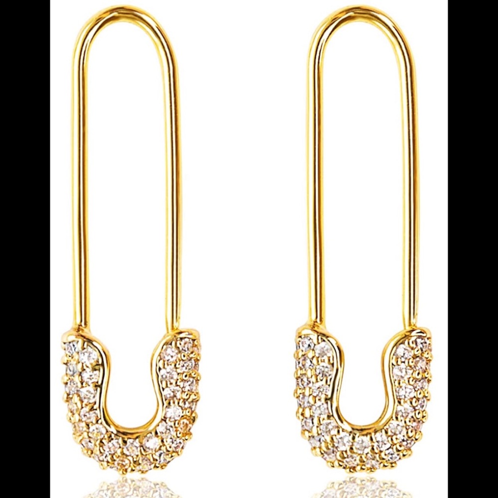 14k Gold Plated Safety Pin Earrings